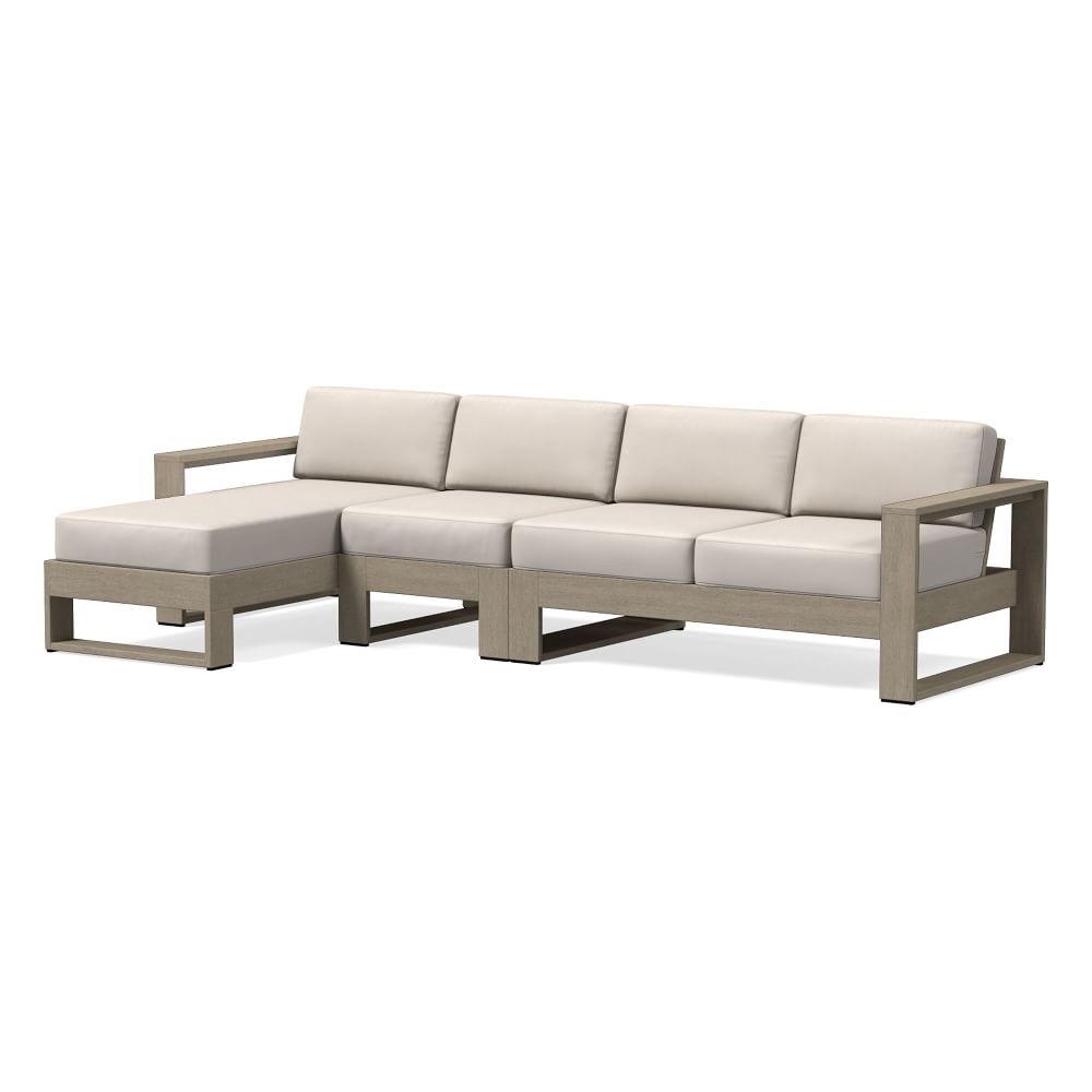 Portside Collection 3 Piece Chaise Sectional, Slipcover, Canvas Natural - Image 0