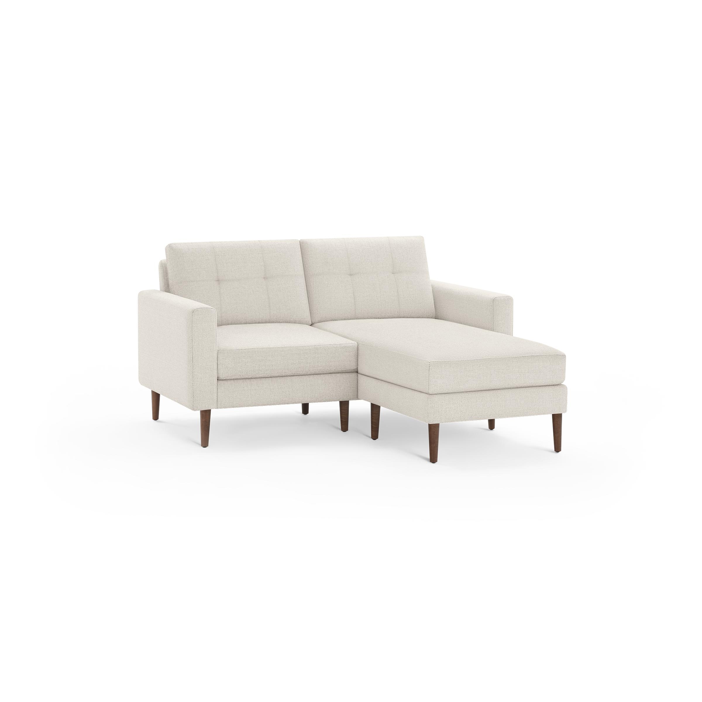 The Block Nomad Sectional Loveseat in Ivory, Walnut Legs - Image 1