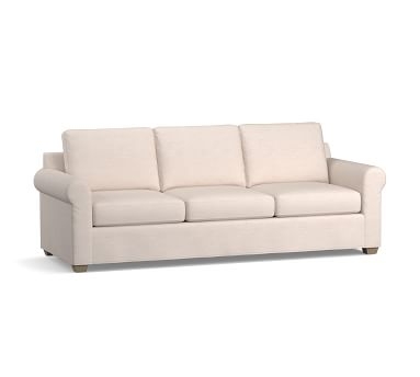 Jenner Roll Arm Slipcovered Grand Sofa 100", Down Blend Wrapped Cushions, Chenille Basketweave Oatmeal - Image 1