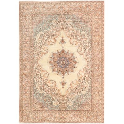 One-of-a-Kind Farbourgh Hand-Knotted 1970s Anatolian Cream/Brown/Cream 6'10" x 9'11" Wool Area Rug - Image 0
