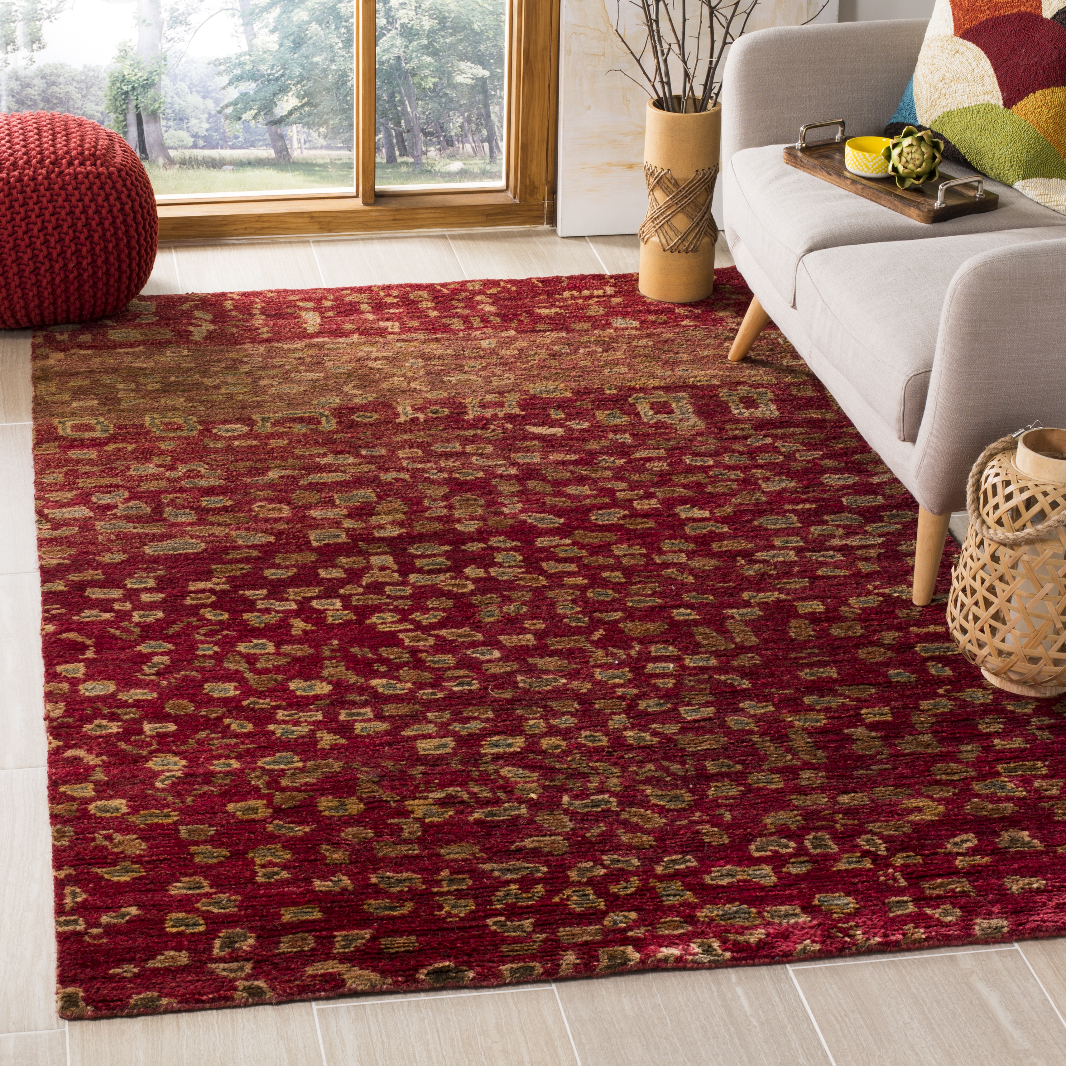 Arlo Home Hand Knotted Area Rug, TGR646A, Red/Multi,  8' X 10' - Image 1