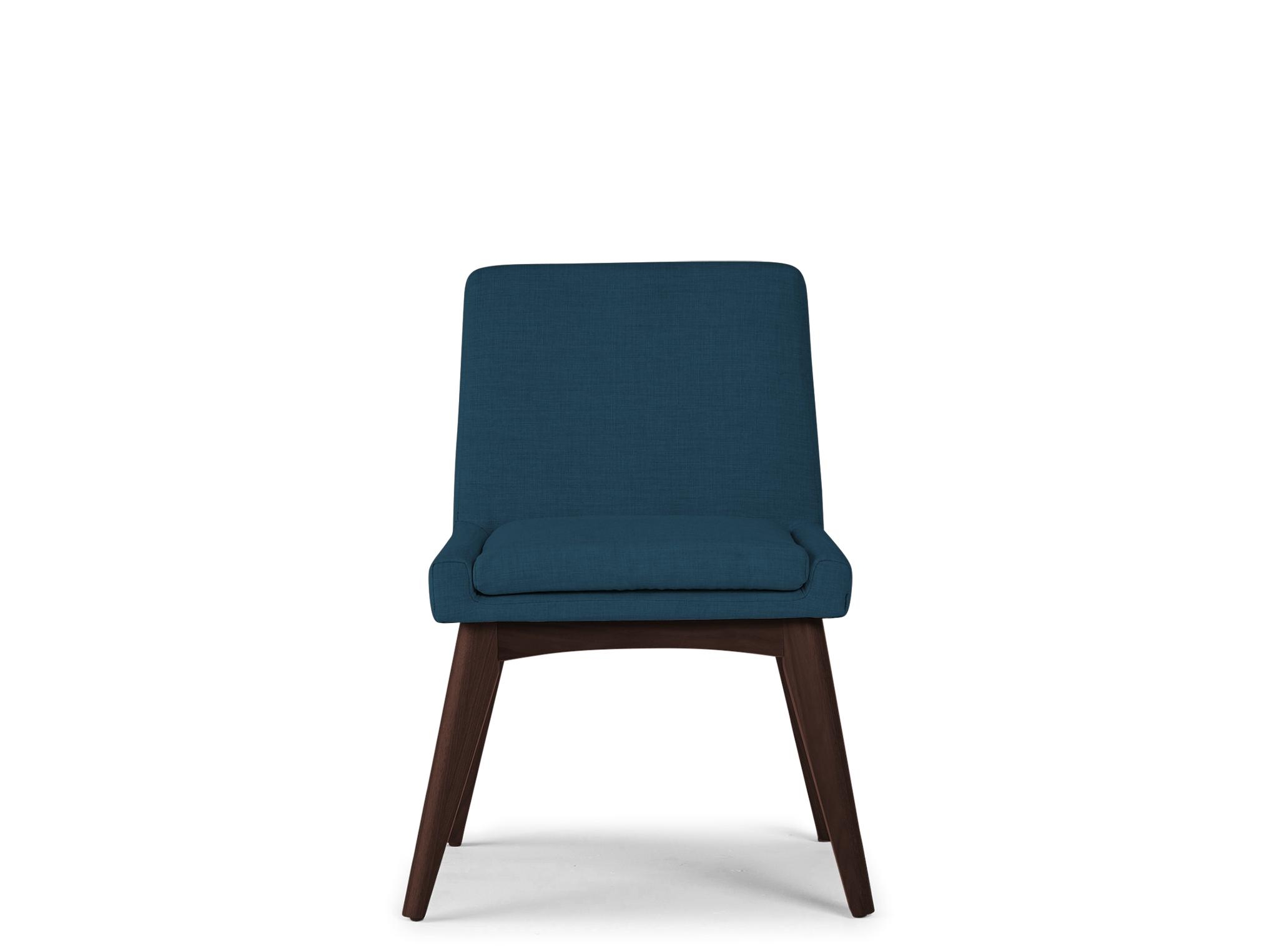 Blue Spencer Mid Century Modern Dining Chair - Key Largo Zenith Teal - Walnut - Image 0