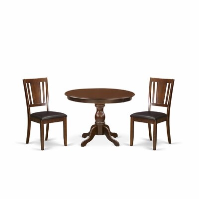 Alcott Hill® Clotilde-MAH-C 3 Pc Kitchen Table Set - Mahogany Dining Room Table With 2 Comfortable Chairs - Mahogany Finish - Image 0