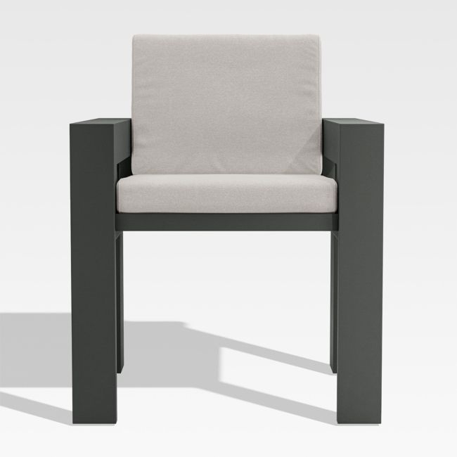 Walker Metal Outdoor Dining Arm Chair with Cast Ash Brown Sunbrella ® Cushions - Image 0