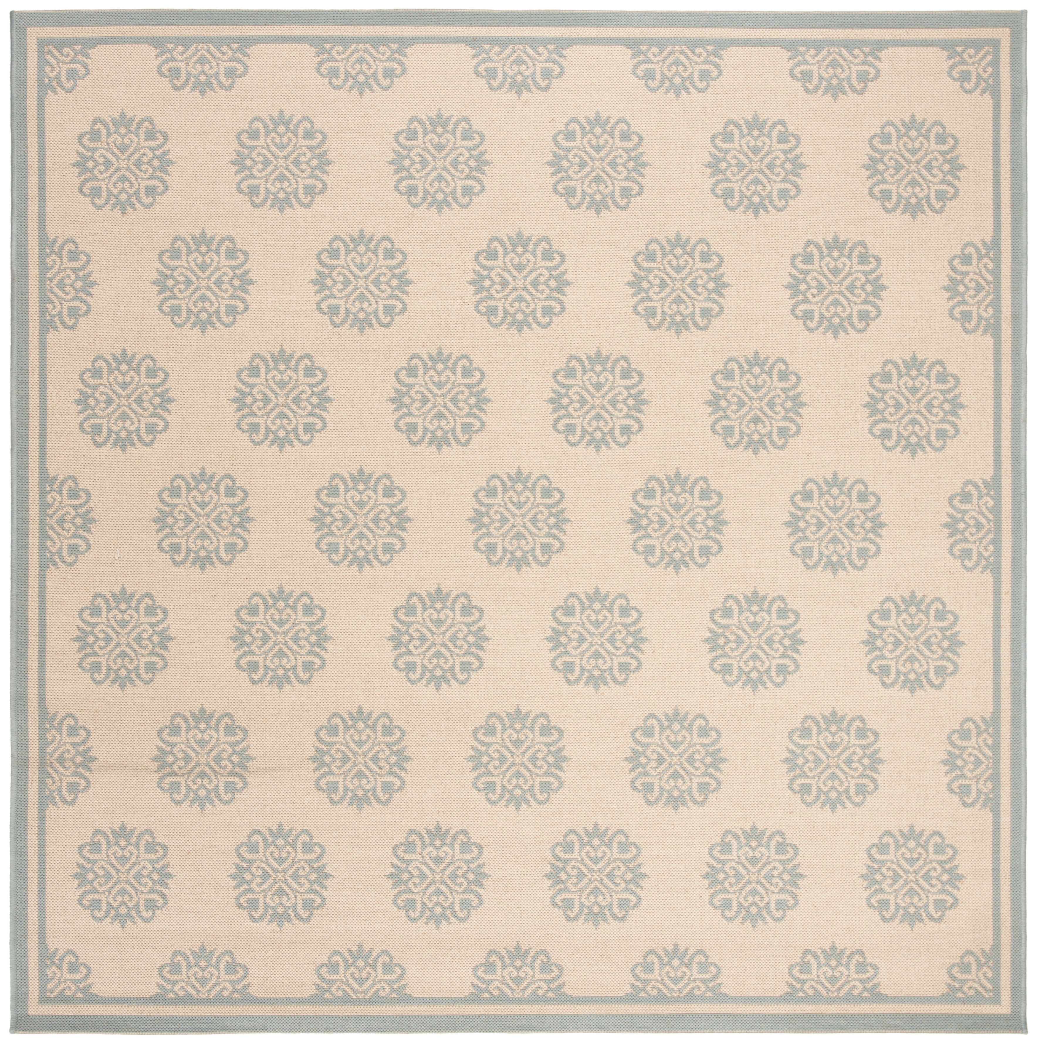 Arlo Home Indoor/Outdoor Woven Area Rug, LND181K, Aqua/Cream,  6' 7" X 6' 7" Square - Image 0