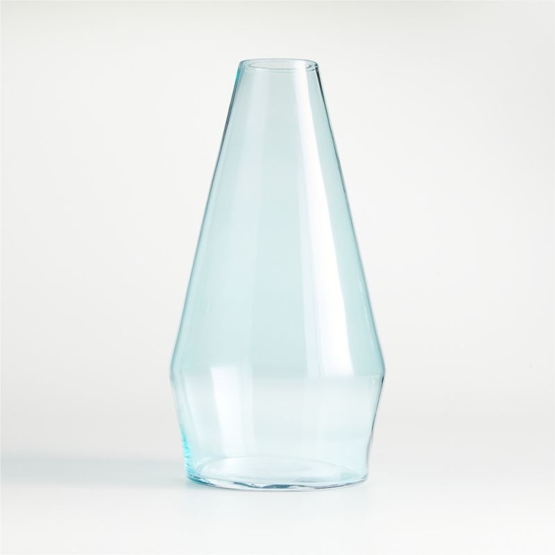 Laurel Large Angled Blue Glass Vase - Image 3