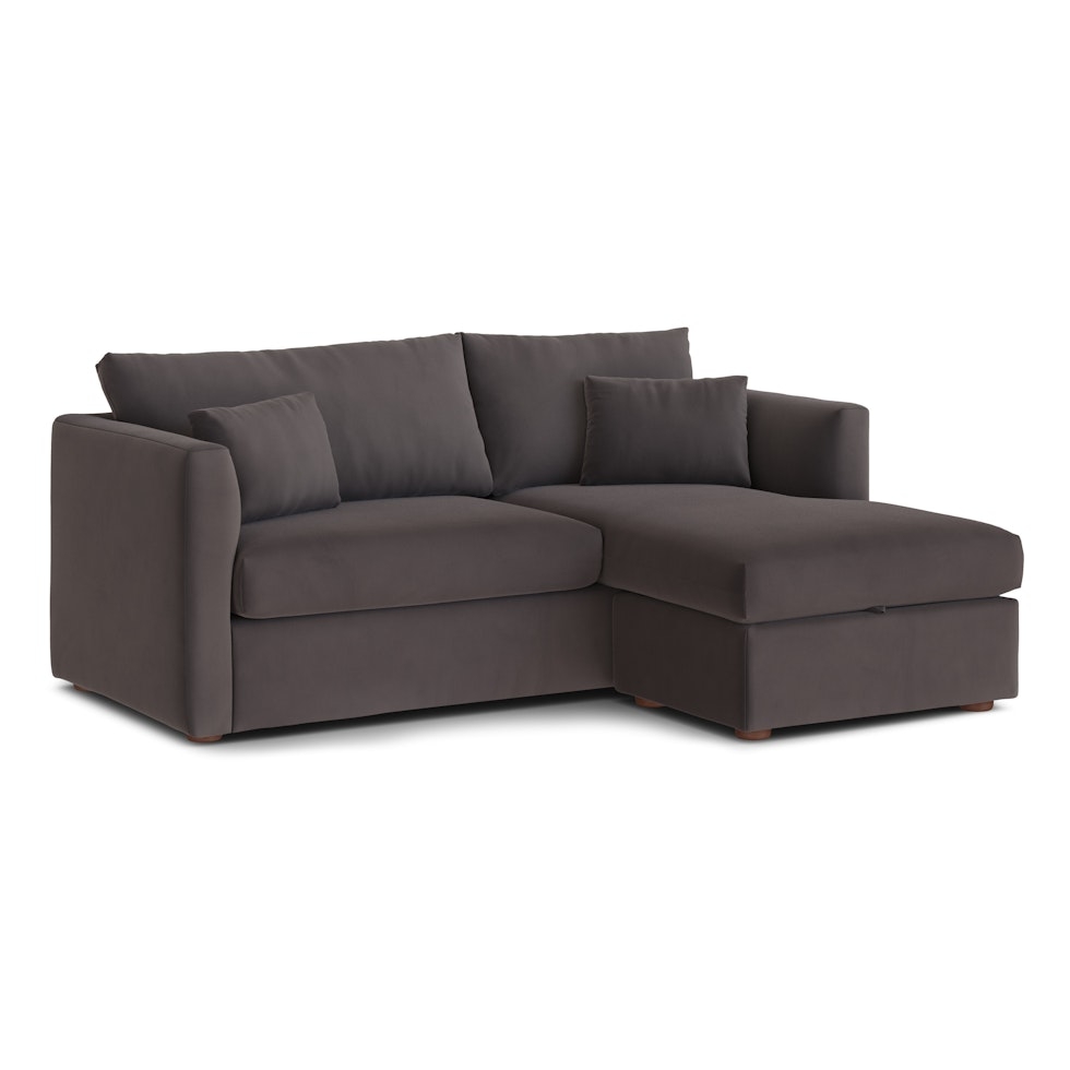Marina 80" Velvet Reversible Storage Sectional - Hale Warm Gray - Image 2