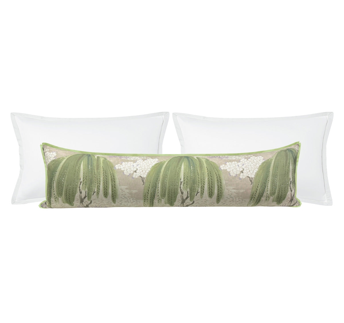 THE XL LUMBAR :: WILLOW TREE // BEIGE | THIBAUT - XL LUMBAR 14" X 48" / BUTTERFLY FLANGE / Celadon - Image 0