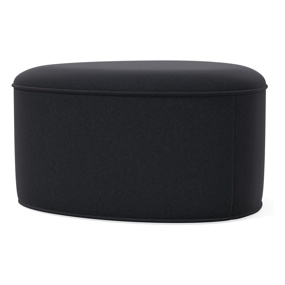 Pebble Ottoman Large, Poly, Performance Velvet, Black, Concealed Supports - Image 0