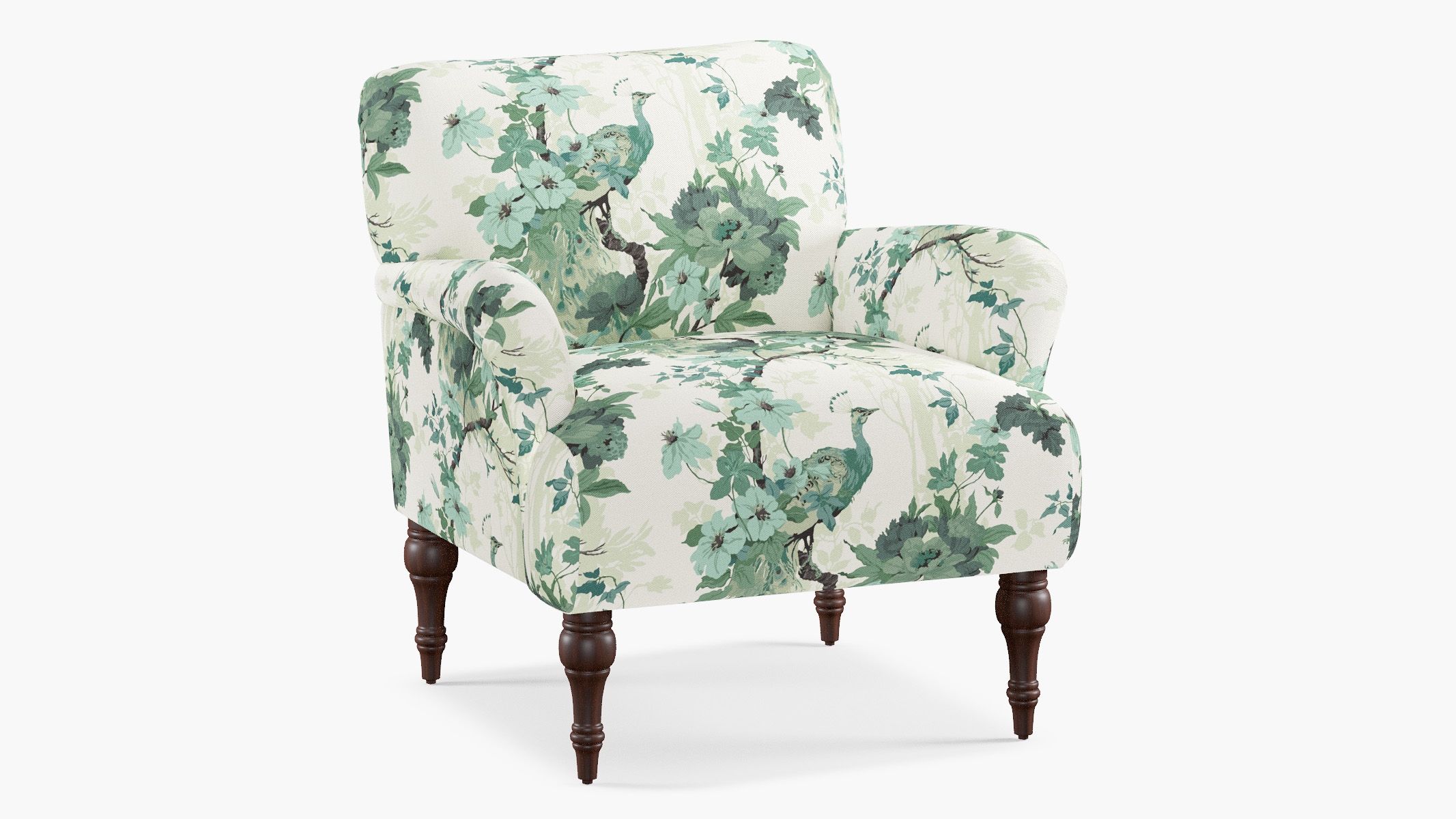 Traditional Accent Chair, Jade Peacock Park - Image 1