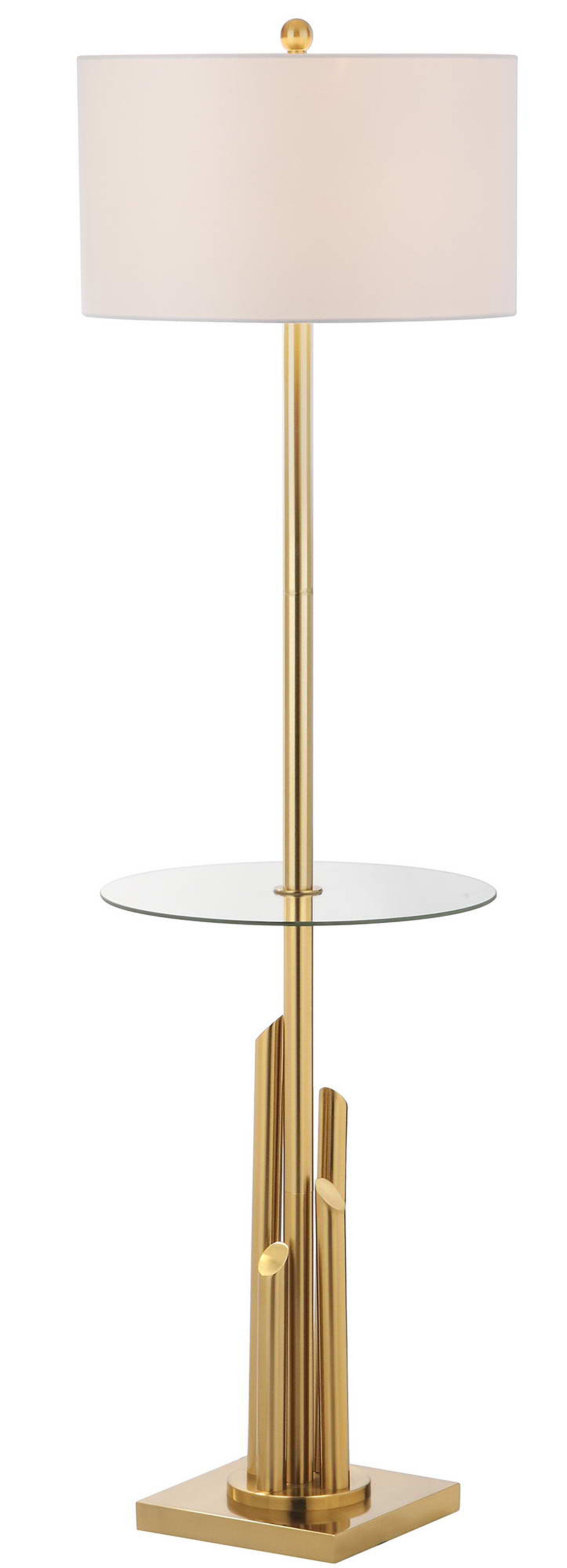 Ambrosio Floor Lamp Side Table - Gold/White - Arlo Home - Image 0