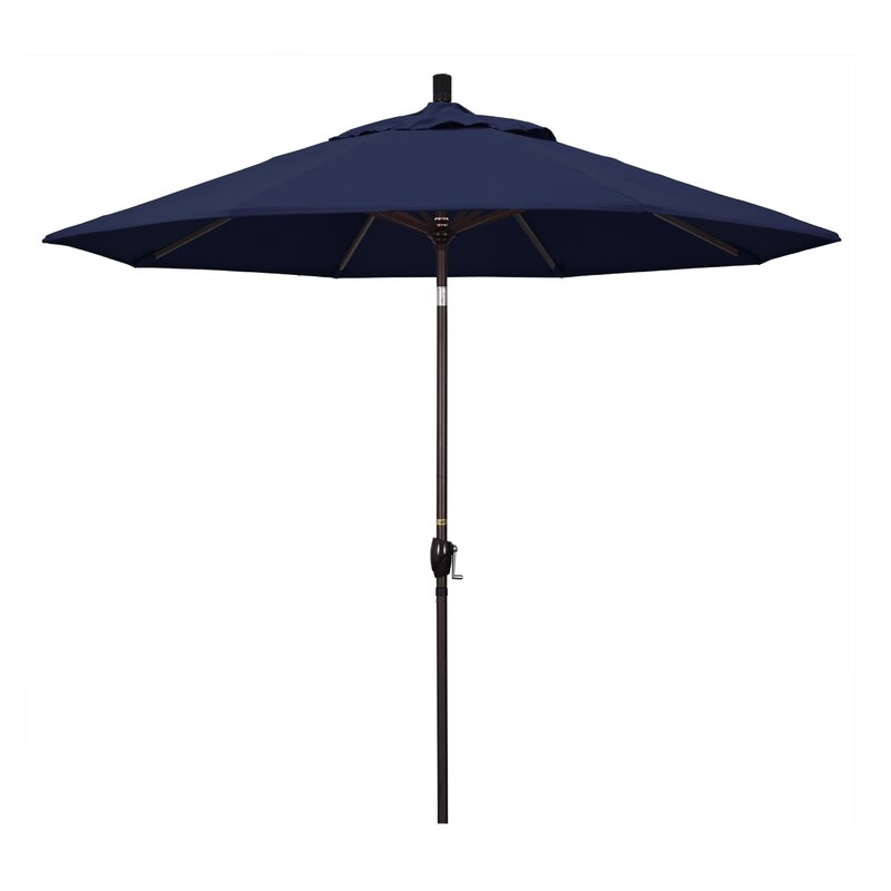 9' Market Umbrella Fabric: Navy Blue, Frame Finish: Matted White - Image 0