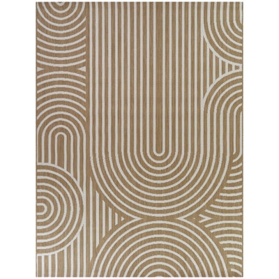 Faiz Tan Modern Striped Indoor/Outdoor Area Rug - Image 0