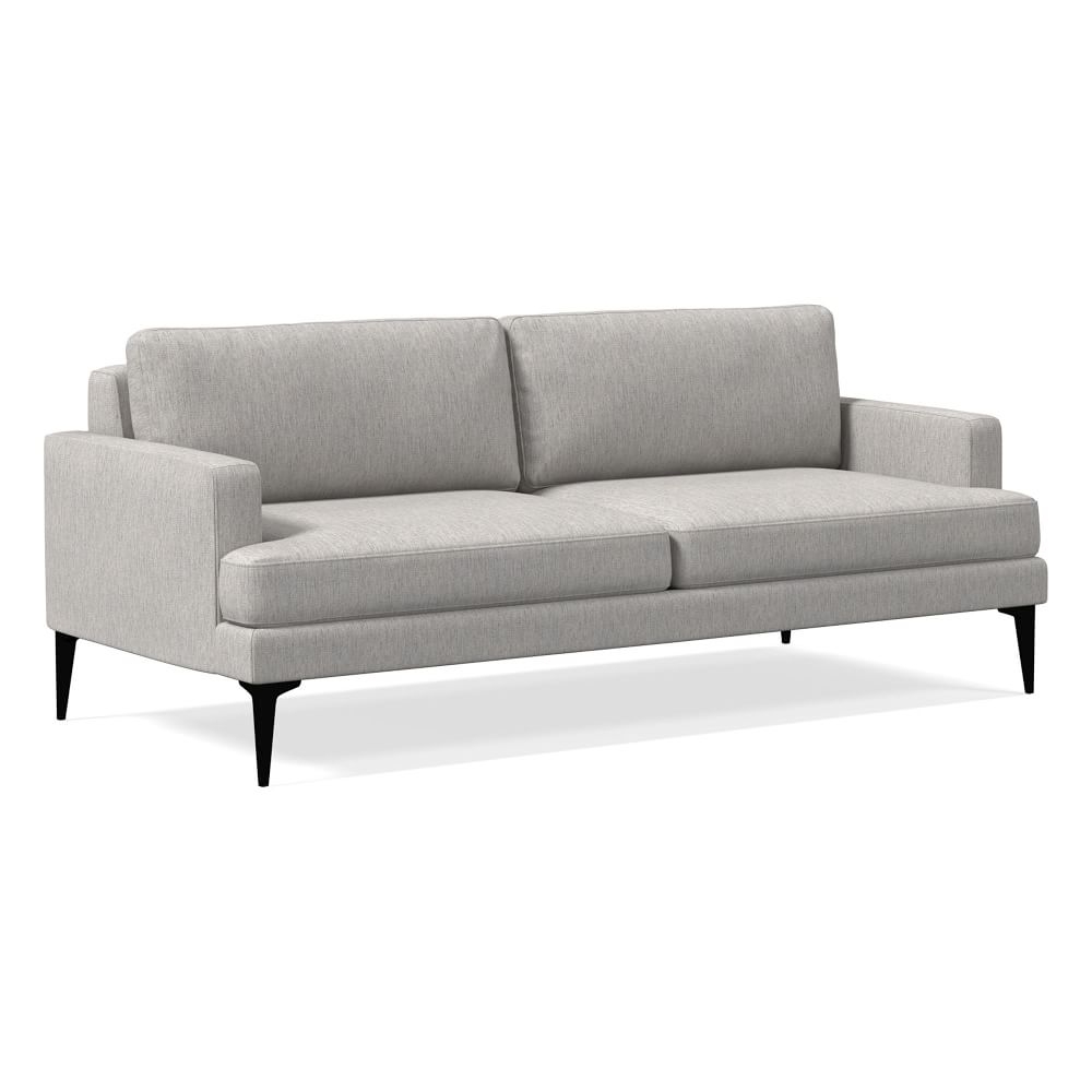 Andes 77" Multi-Seat Sofa, Petite Depth, Performance Coastal Linen, Storm Gray, Dark Pewter - Image 0