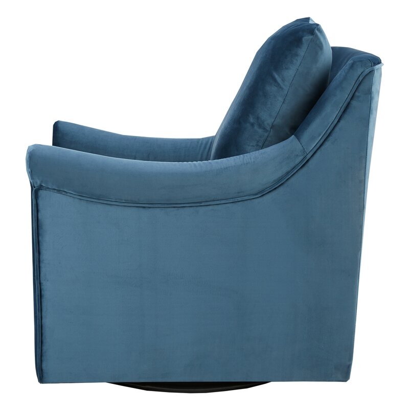 Lundell 28.54" Wide Polyester Swivel Armchair, Blue - Image 3