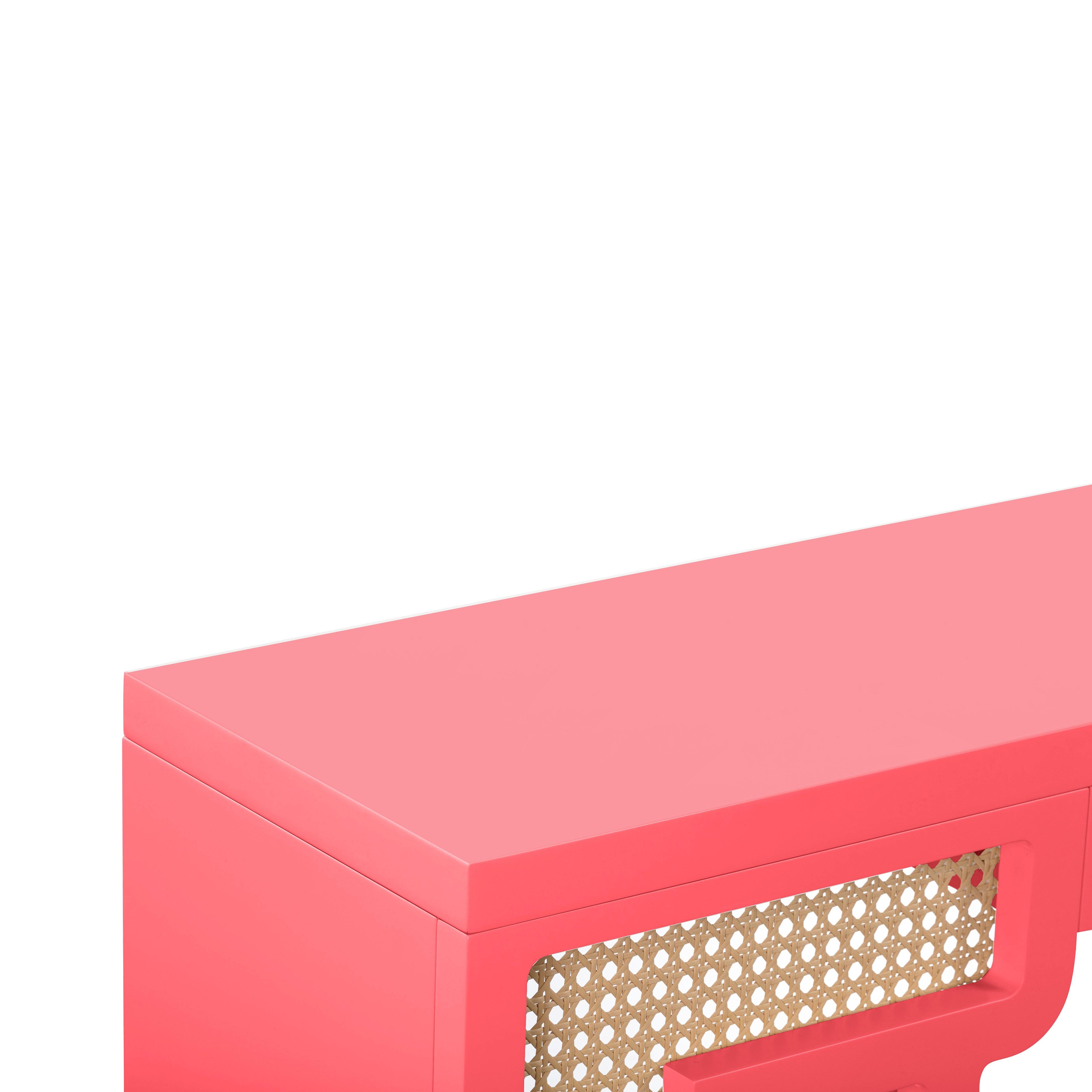 Suzie Coral Pink & Rattan Console Table - Image 3