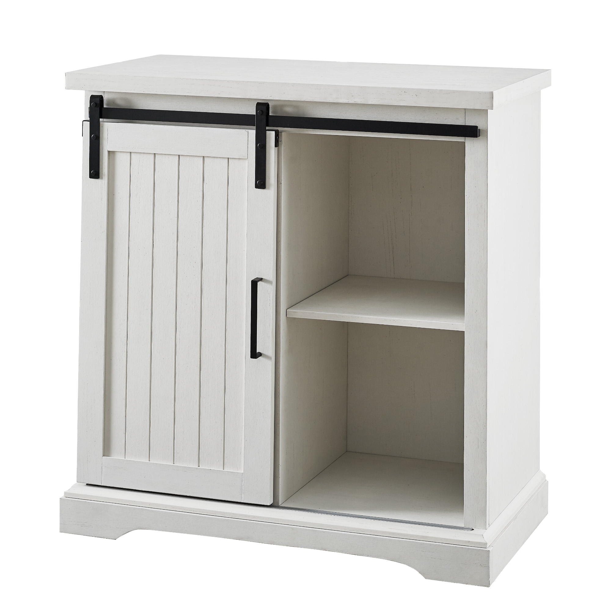 32" Sliding Grooved Door Accent Console - Brushed White - Image 2