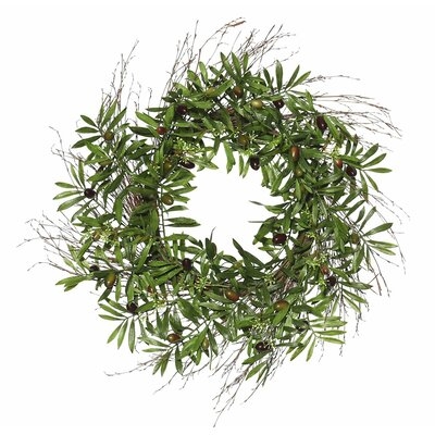 24" Artificial Green Olive Leaf Wreath - Image 0