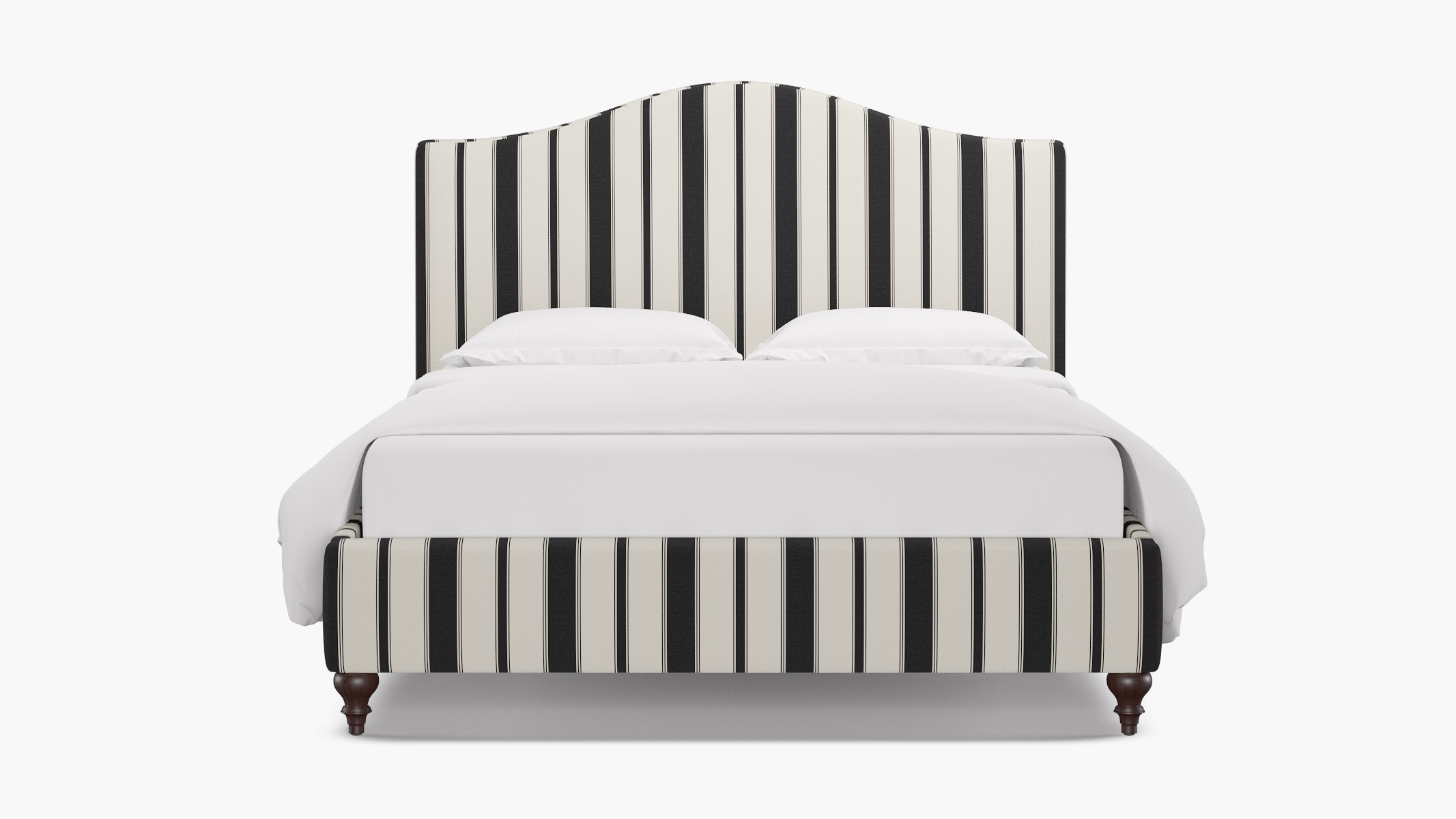 Camelback Bed, Ink Clarence Stripe, Espresso Traditional Turned Leg, Twin - Image 0
