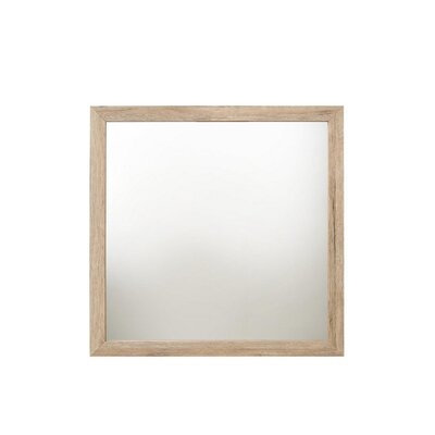 Square Shaped Wooden Mirror With Rough Hewn Texture, Brown - Image 0