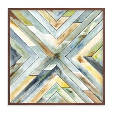 Angular Organic, Walnut Wood Frame, 16"x16" - Image 3