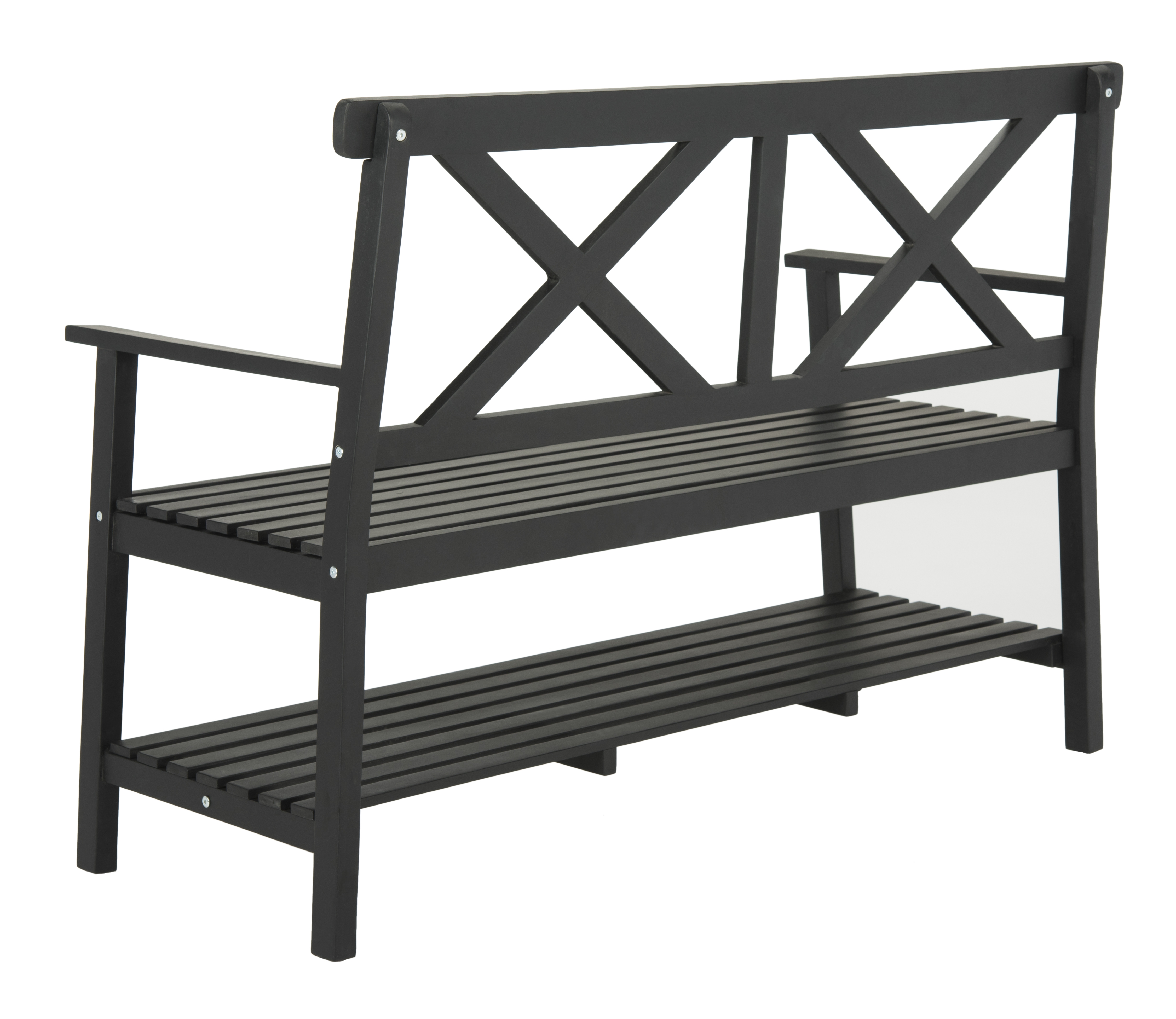 Mayer 49.21-Inch W Outdoor Bench - Black - Safavieh - Image 4