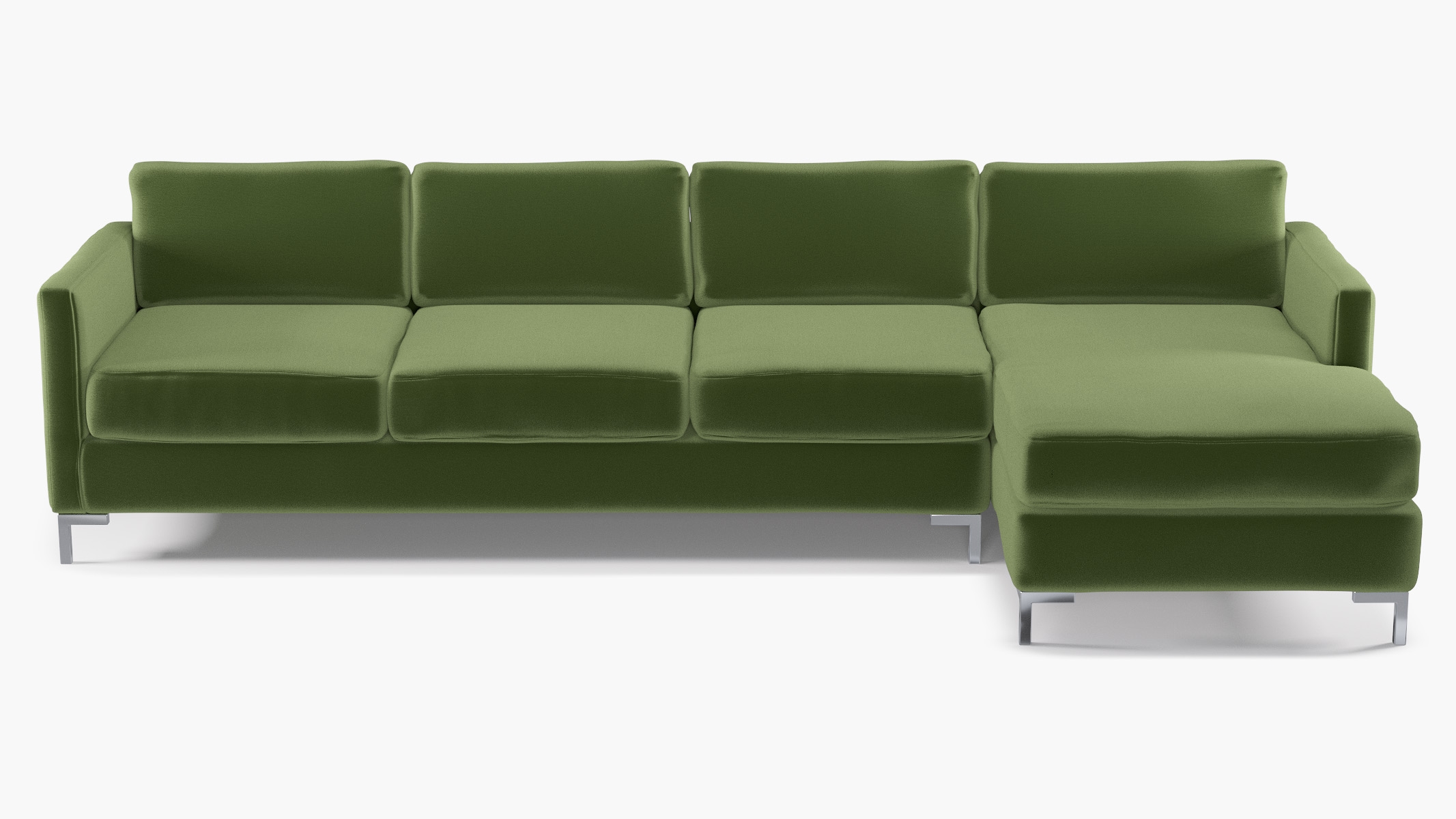 Modern Sectional, Right Facing, Essex Performance Velvet, Chrome L Leg - Image 0