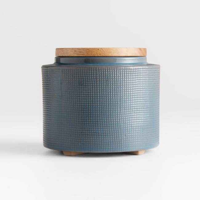 Ena Small Ceramic Canister with Wood Lid - Image 0