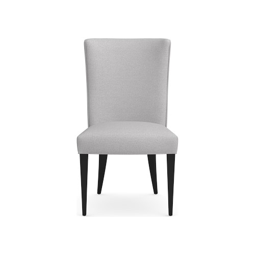 Trevor Side Chair, Standard Cushion, Perennials Performance Basketweave, Fog, Ebony Leg - Image 0