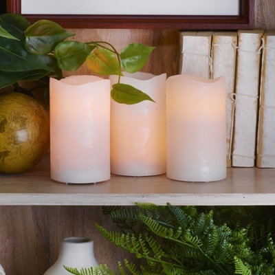 Mikasa Wavy Top LED Unscented Wax Pillar Candles - Thumbnail 4
