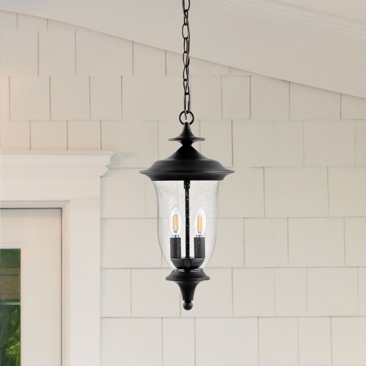 Dowell 9" Outdoor Pendant - Black - Safavieh - Image 1