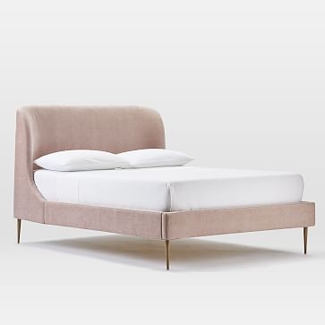 Lana Upholstered Bed, Queen, Distressed Velvet, Mauve - Image 0