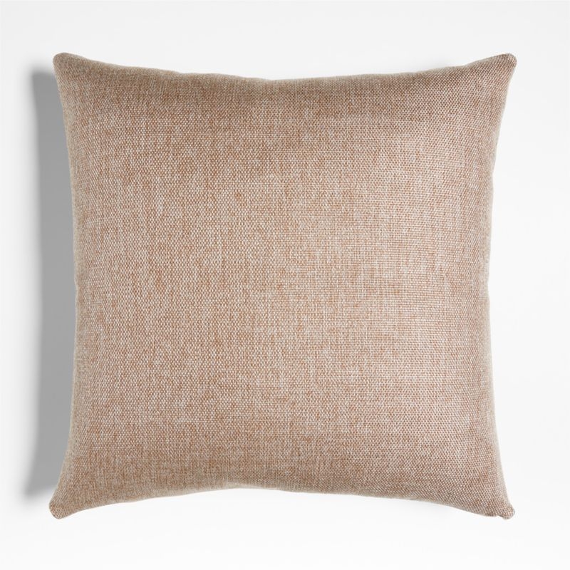 Jackson Taupe Basketweave Leather 23x23 Throw Pillow with Feather Insert - Image 3