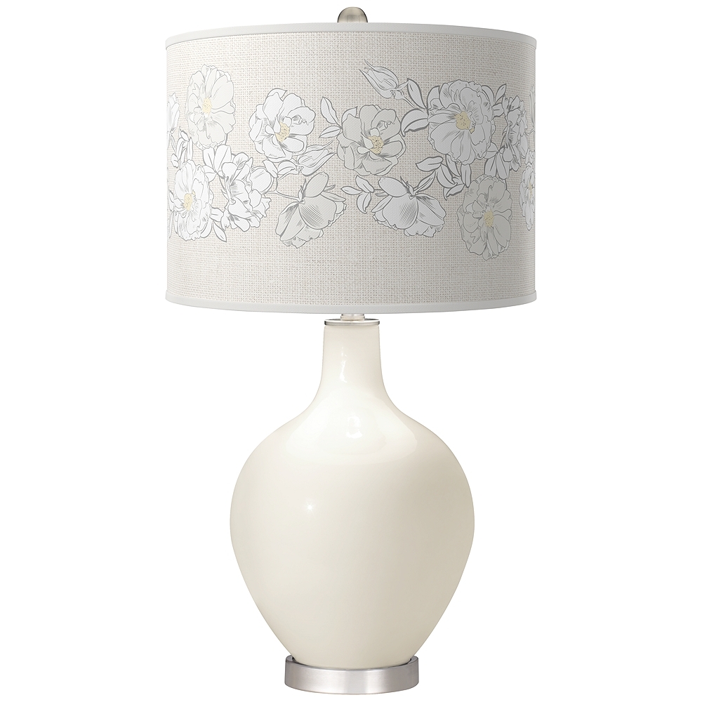 Color Plus Ovo 28 1/2" Rose Bouquet Shade West Highland White Lamp - Image 0