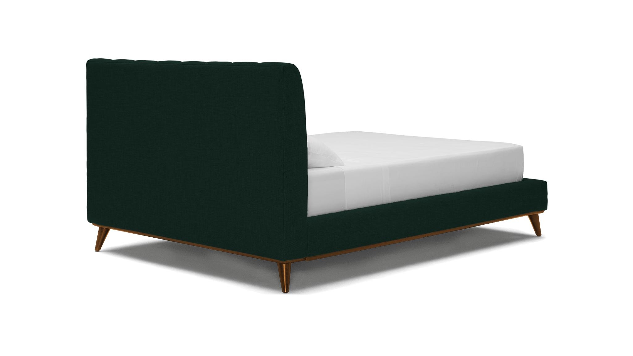 Green Hughes Mid Century Modern Bed - Royale Evergreen - Mocha - Queen - Image 3