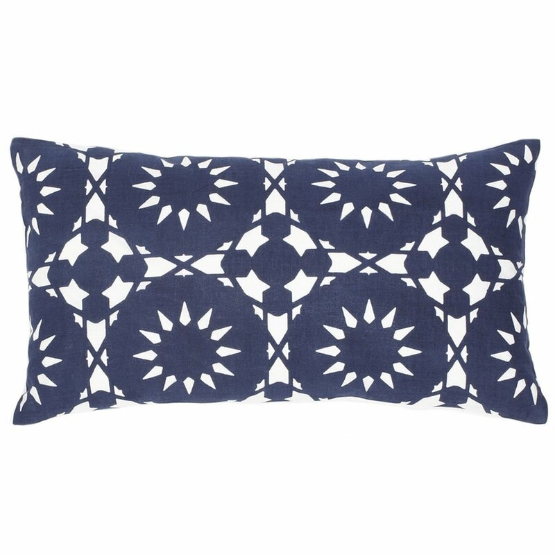 Allem Studio Casablanca Linen Lumbar Pillow Color: Navy - Image 0