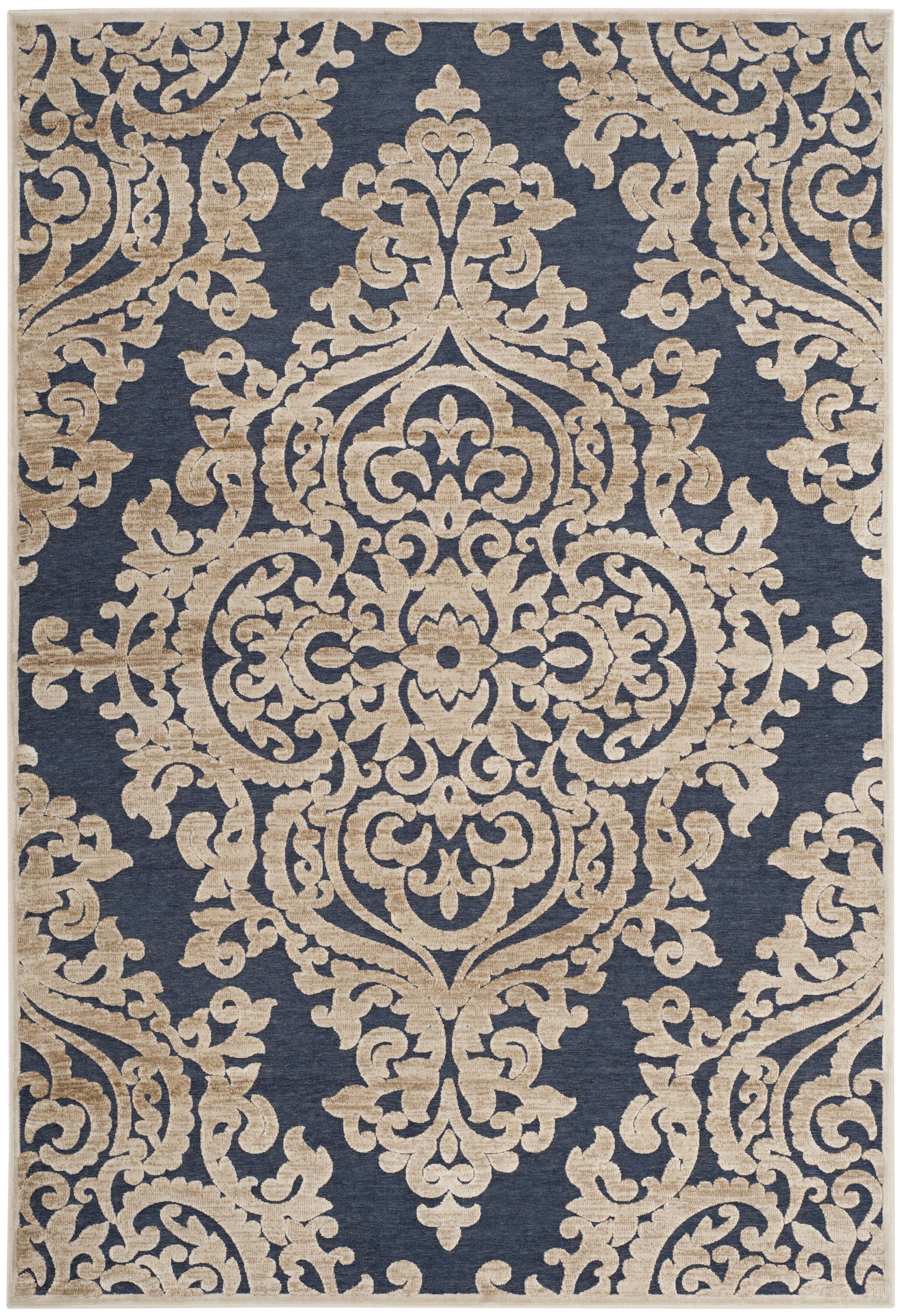 Arlo Home Woven Area Rug, PAR390-3490, Stone/Navy,  5' 3" X 7' 6" - Image 0