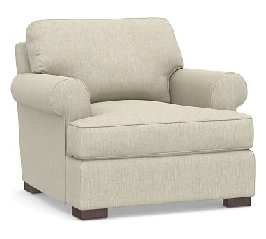 Townsend Roll Arm Upholstered Armchair, Polyester Wrapped Cushions, Chenille Basketweave Oatmeal - Image 0