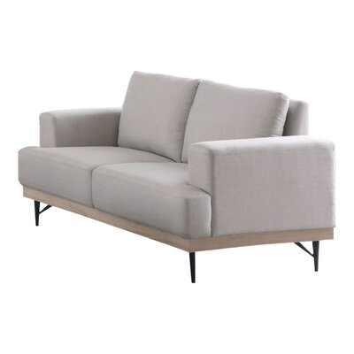 Loveseat With Track Arms And Cushioned Seating, Beige - Image 0