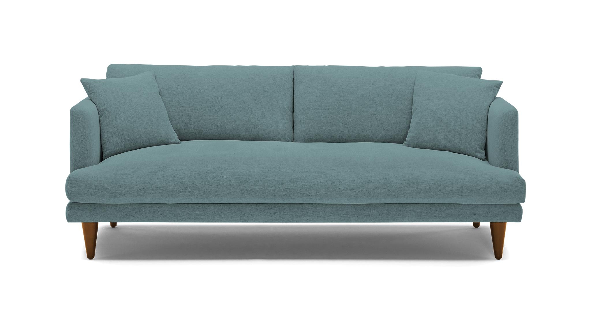 Blue Lewis Mid Century Modern Sofa - Dawson Slate - Mocha - Cone - Image 0