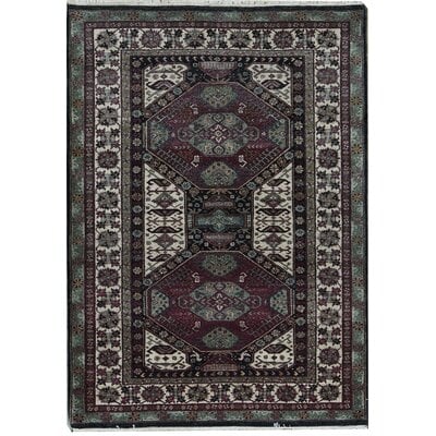 One-of-a-Kind Suruchi Hand-Knotted Black 5'2" x 7'2" Wool Area Rug - Image 0