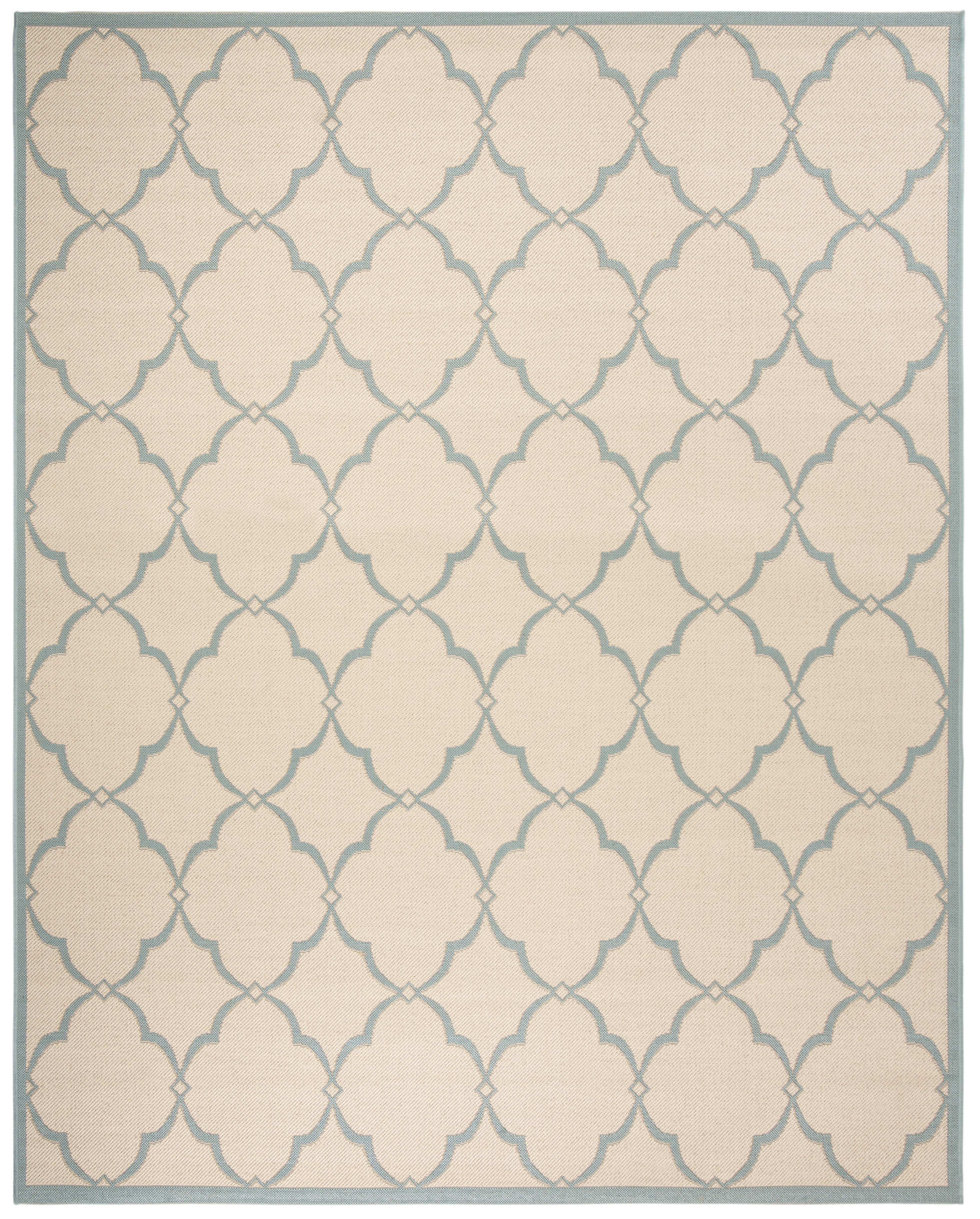 Arlo Home Indoor/Outdoor Woven Area Rug, LND125L, Cream/Aqua,  9' X 12' - Image 0