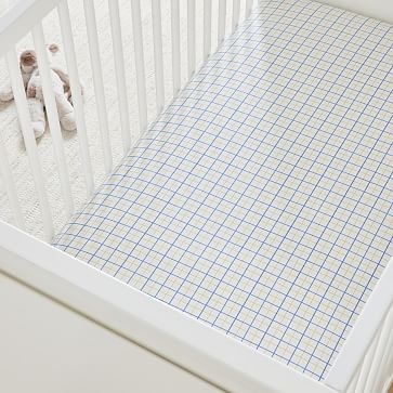 Ada Twist Graph Paper Crib Fitted Sheet, Yellow/Blue, WE Kids - Image 0