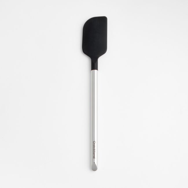 Crate & Barrel Black Silicone and Stainless Steel Scraper Spatula - Image 0