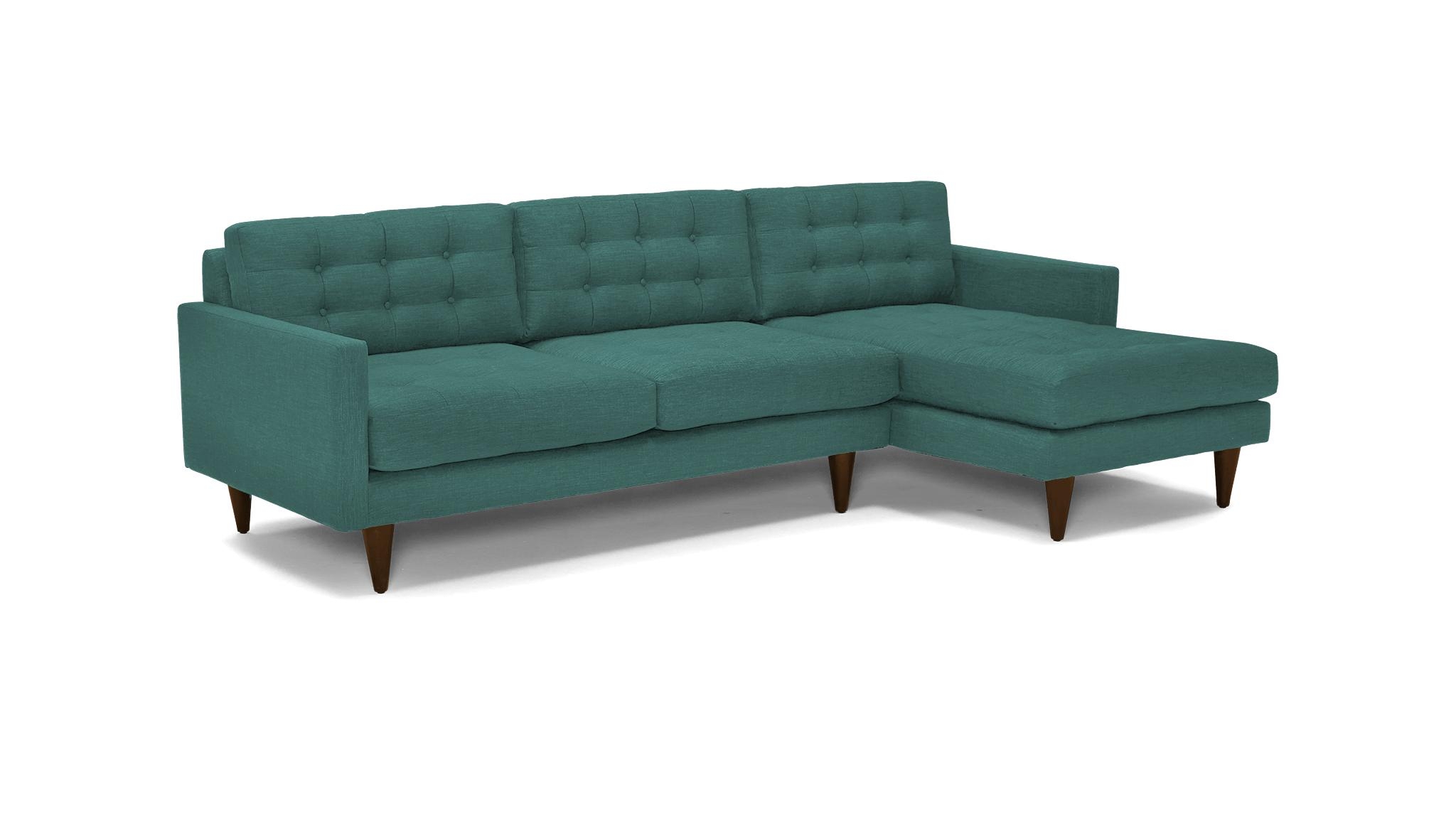 Blue Eliot Mid Century Modern Sectional - Prime Peacock - Mocha - Right - Image 1