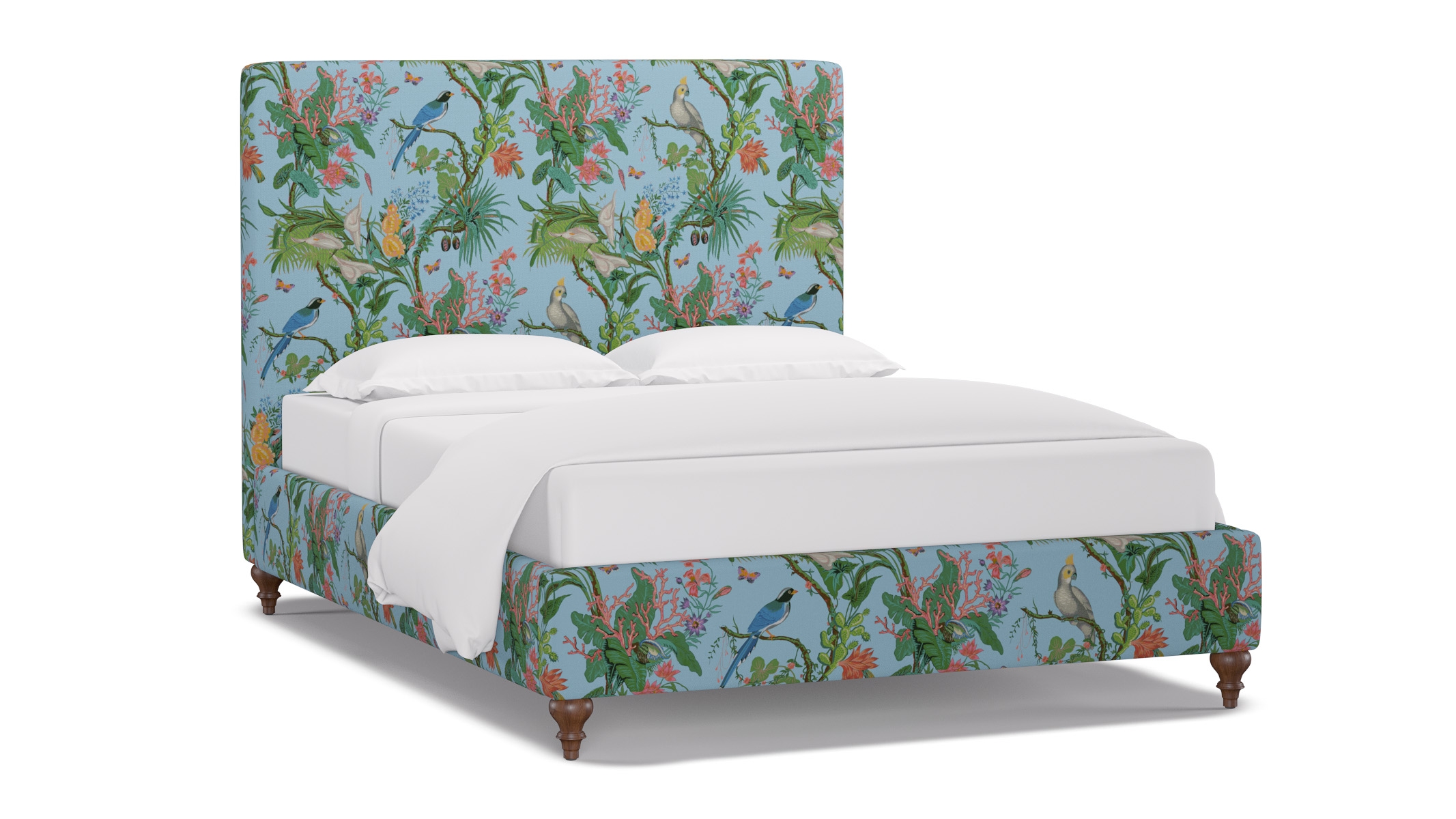 Classic Bed, Sky Cinque Terra, Walnut Traditional Turned Leg, Queen - Image 1