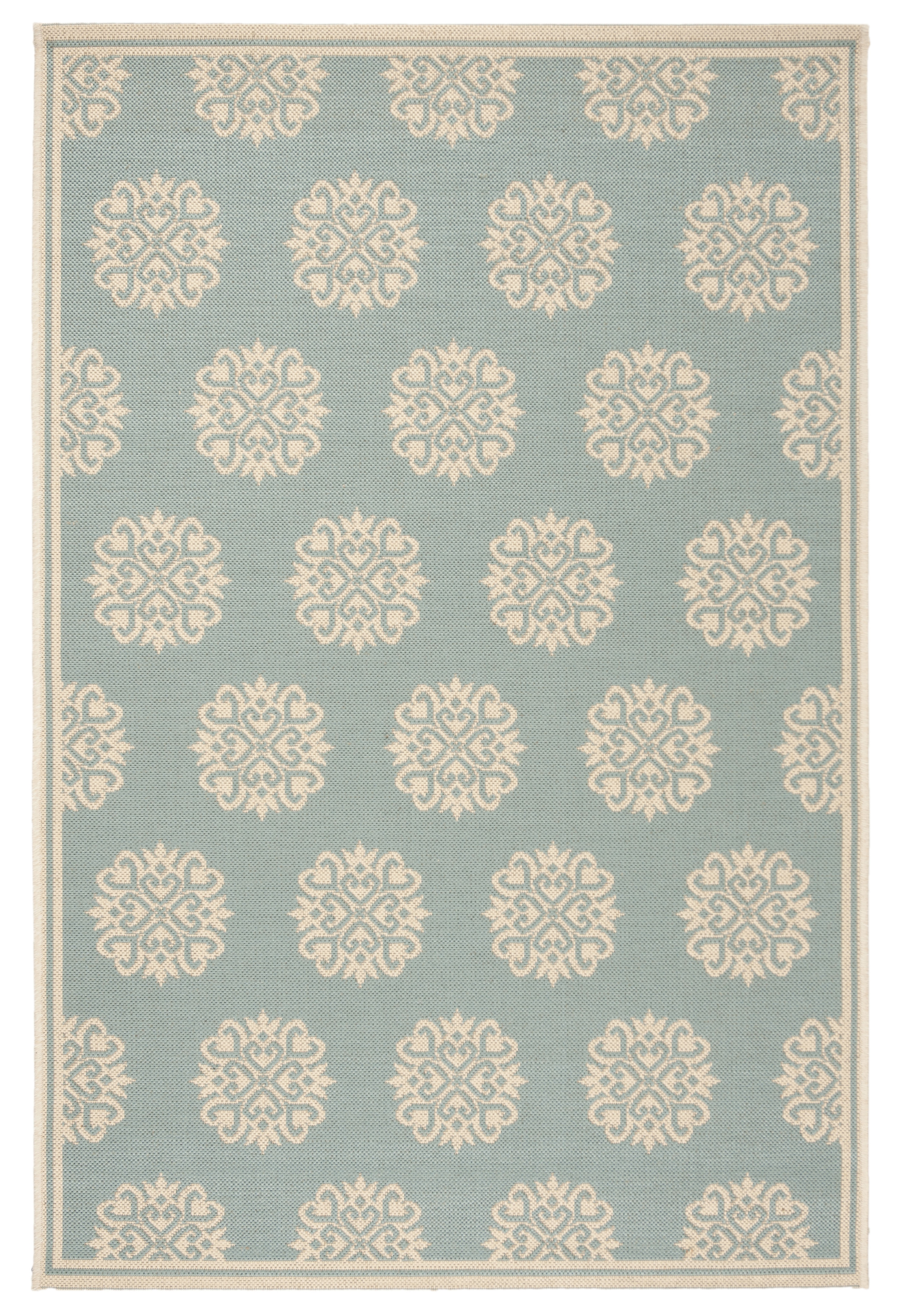 Arlo Home Indoor/Outdoor Woven Area Rug, LND181K, Aqua/Cream,  4' X 6' - Image 0