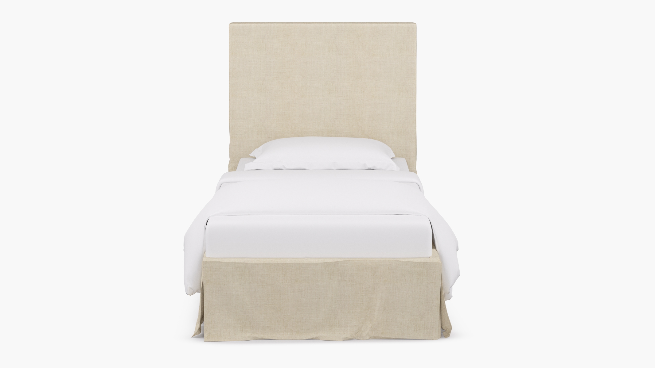 Slipcovered Bed, Talc Everyday Linen, Twin - Image 1