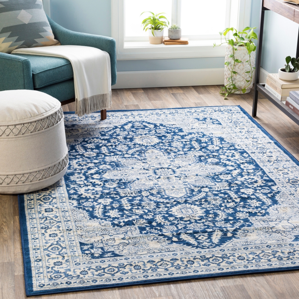 Monaco Blue Indoor 2'7" x 7'3" Machine Woven Rug - Image 1