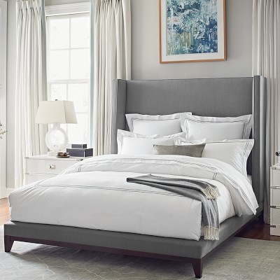 Presidio Tall Bed, 60, Queen, Performance Linen Blend, Graphite, Grey Leg - Image 3